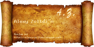 Alexy Zoltán névjegykártya